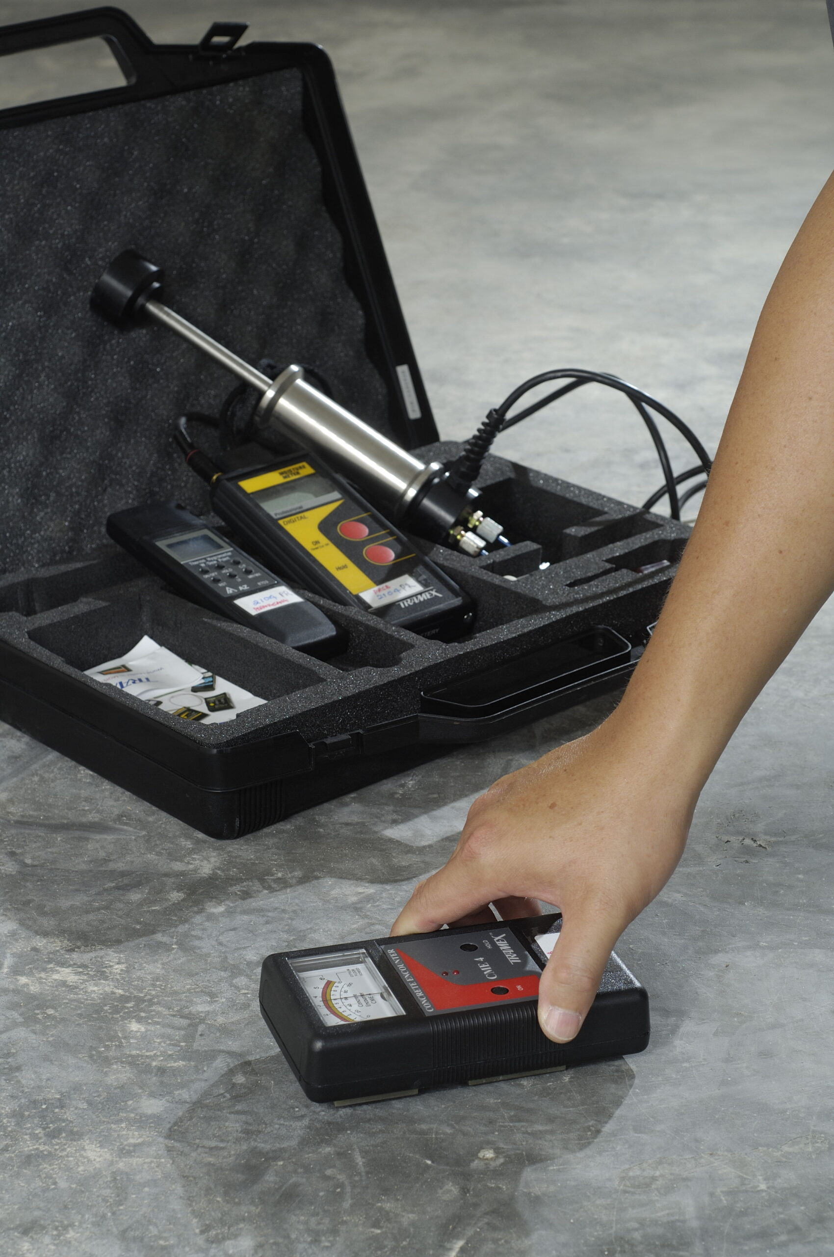 Step 1 – Surface Preparation: ensuring sufficient curing of screed to a moisture content below 6%